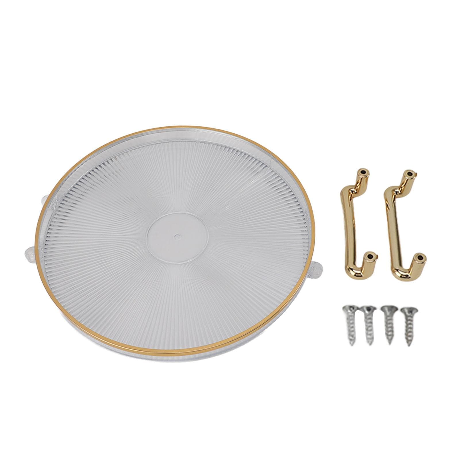 Round Tray with Gold Handle Elegant Multi Functional Golden Rim Serving Tray for Fruit Desserts Transparent
