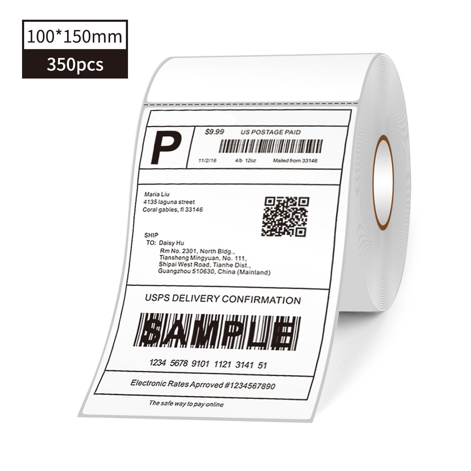 Thermal Shipping Labels 4x6in Shipping Package Thermal Printer All-Purpose Label Paper Sticker 100x150mm 350pcs white