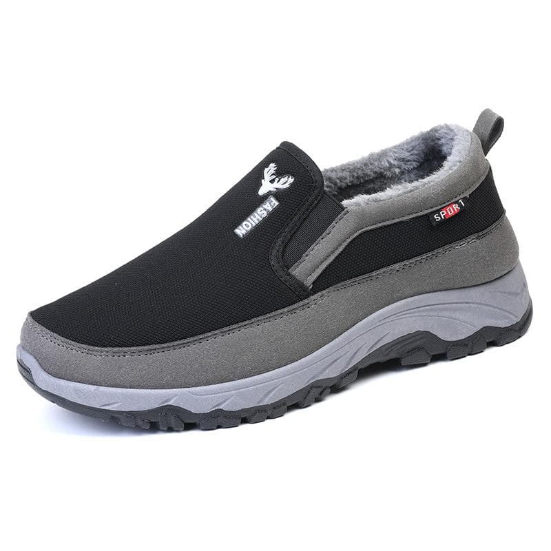 Men Cotton Shoes Silp on Snow Boots Thick Bottom Non-slip Cotton Shoes 38 black