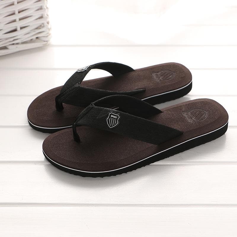 Men Summer Flip Flops Beach Sandals Anti-Slip Indoor Outdoor Casual Flat Shoes High Quality Home Slippers For Men 43 brown