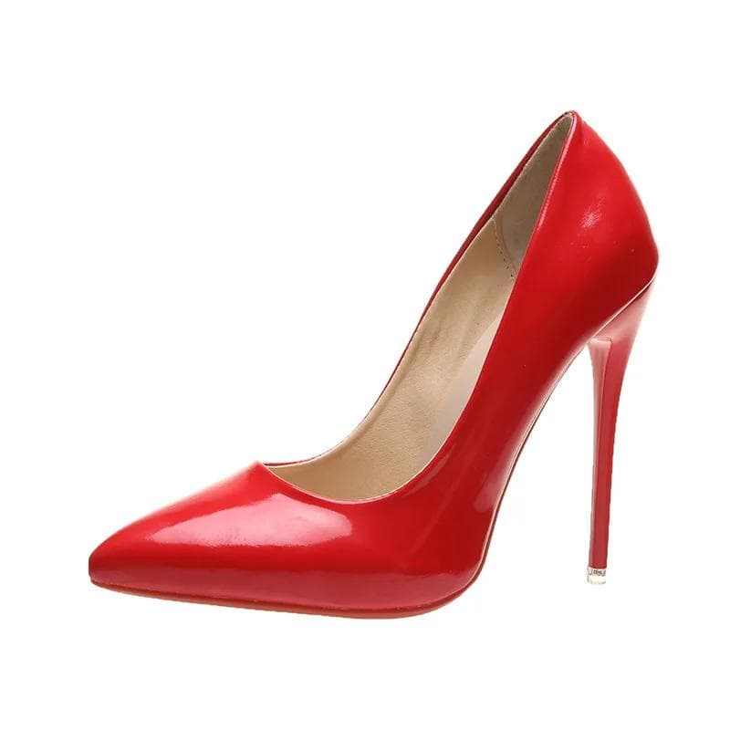 Sexy One Word Buckle High Heels  Fashion 12cm Super Heel Lady Party Pumps Large Pointed Toe Stiletto Women's Shoes 42