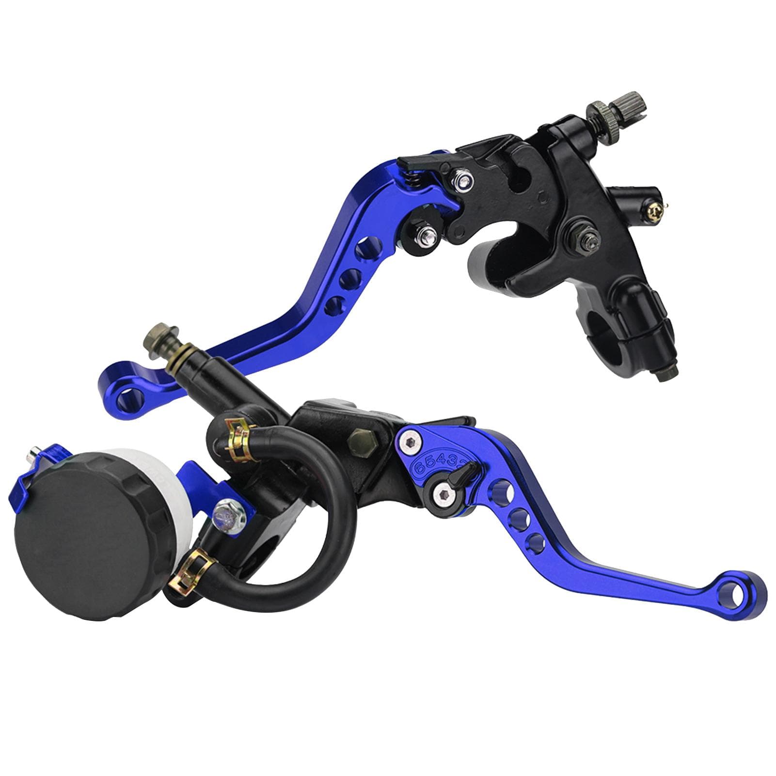 Motorcycle Brake Clutch Pump Lever with Hydraulic Master Cylinder Reservoir Set 7/8 Piston blue