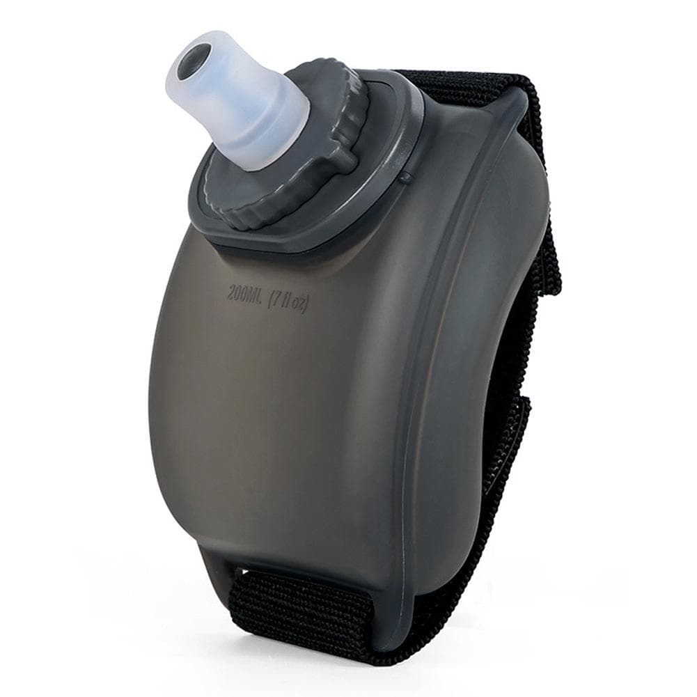 Wrist Water Bottle 7oz/200ml Wearable HandsFree Silicone Water Bottle BPA-Free for Outdoor Sports black