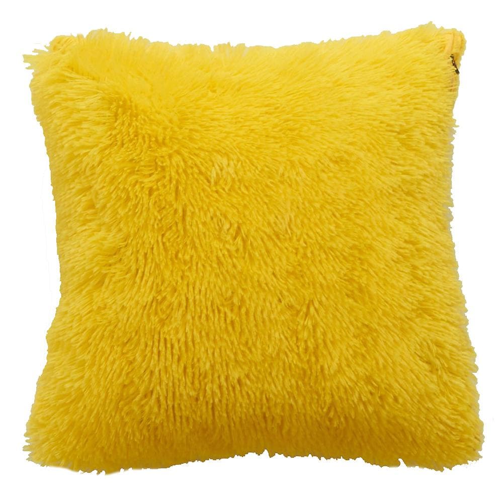 43*43 cm Solid Color Plush Throw Pillowcase Cushion Cover Sofa Decoration yellow