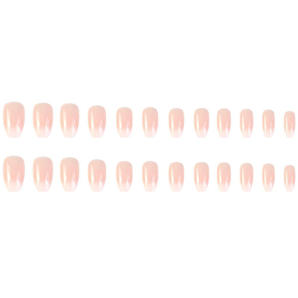 24pcs Simple French Style Short Square Shaped Gradient Pink Fake Nails For Daily Life, Dating Press On Nails Nail Supplies
