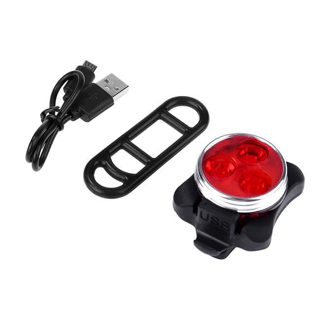 4 Modes Rechargeable USB Bicycle Headlight Tail Lamp red