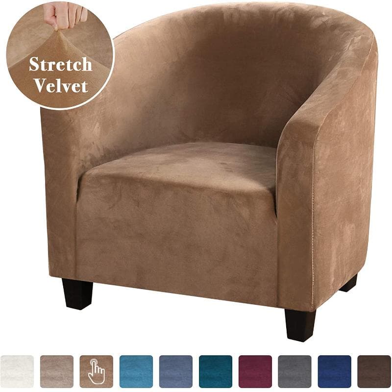 High Stretch Sofa Cover Velvet Tub Chair Cover Skid Resistance Furniture Protector Stretch Fabric Super Soft Couch Slipcover camel