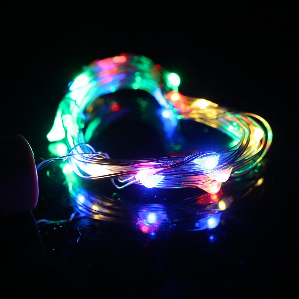 4.5V 1.2W 2Meters 20 LED Copper Wire Fairy String Light Multi-color for Christmas  DIY Decoration 2m multicolour