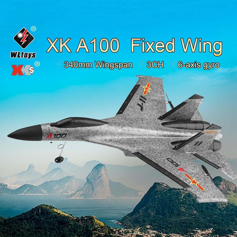 Original WLtoys XK A100 2.4G 340mm 3CH RC Airplane Fixed Wing Plane Aircraft Outdoor Toys grey