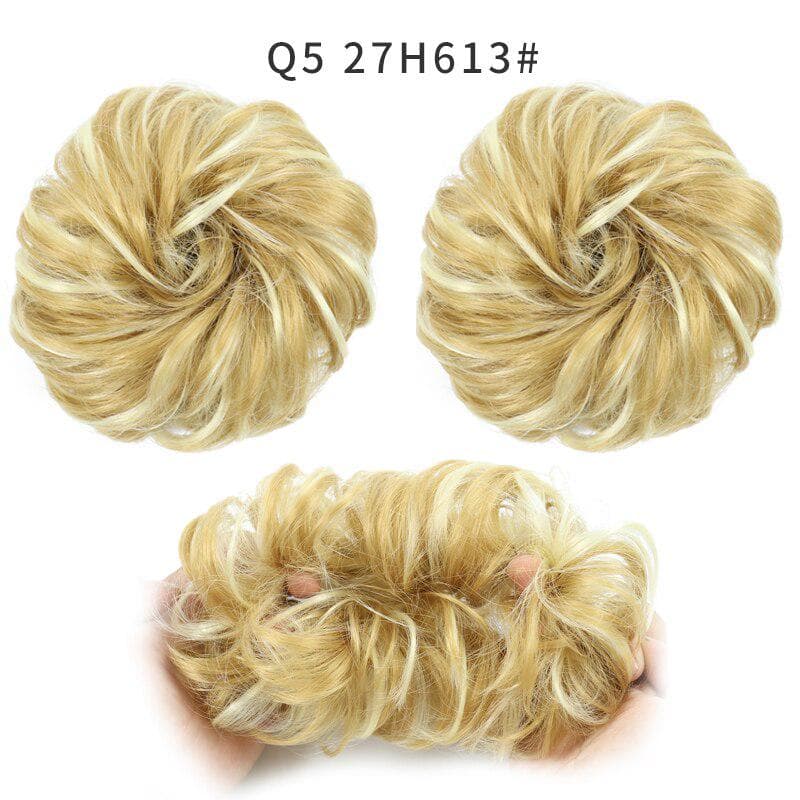 Women's Synthetic Messy Chignon Donut Hair Bun Pad Elastic Hair Rope Rubber Band Hair Extensions 27H613