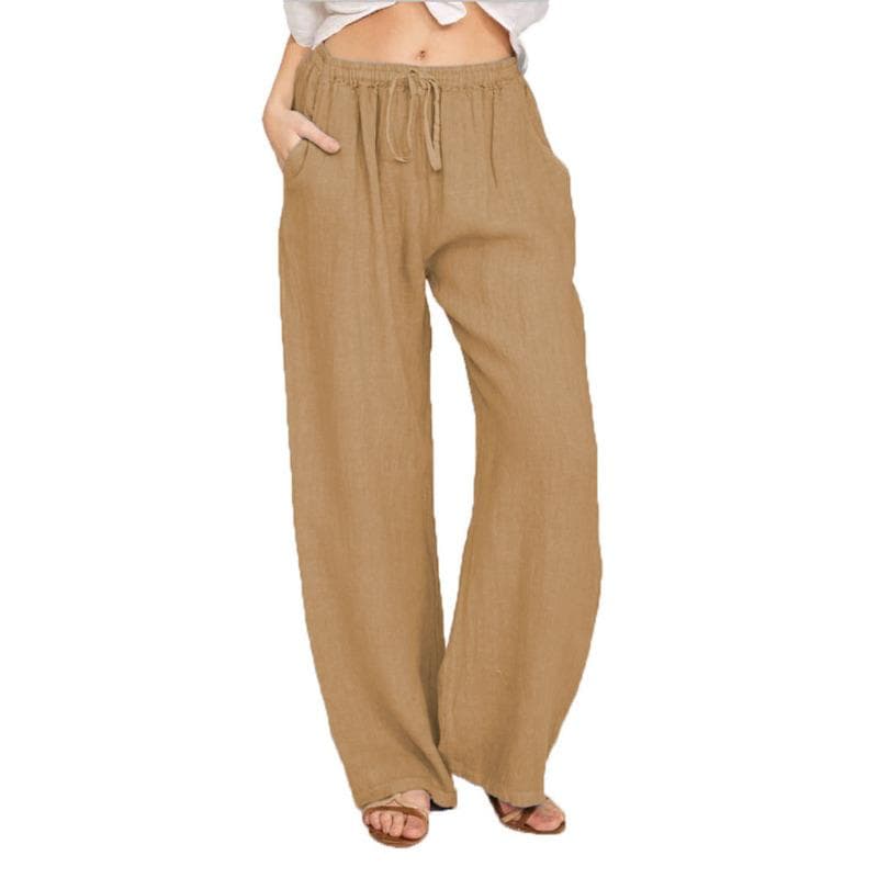 Women's new American retro trend casual pants women's loose design long pants 3XL brown