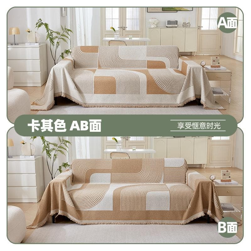Europe Sofa Towel Tassels Fresh Style Cushion All-season Universal Cover Non Slip Dustproof Cover Double-sided Machine Washable 180x130cm1pcs