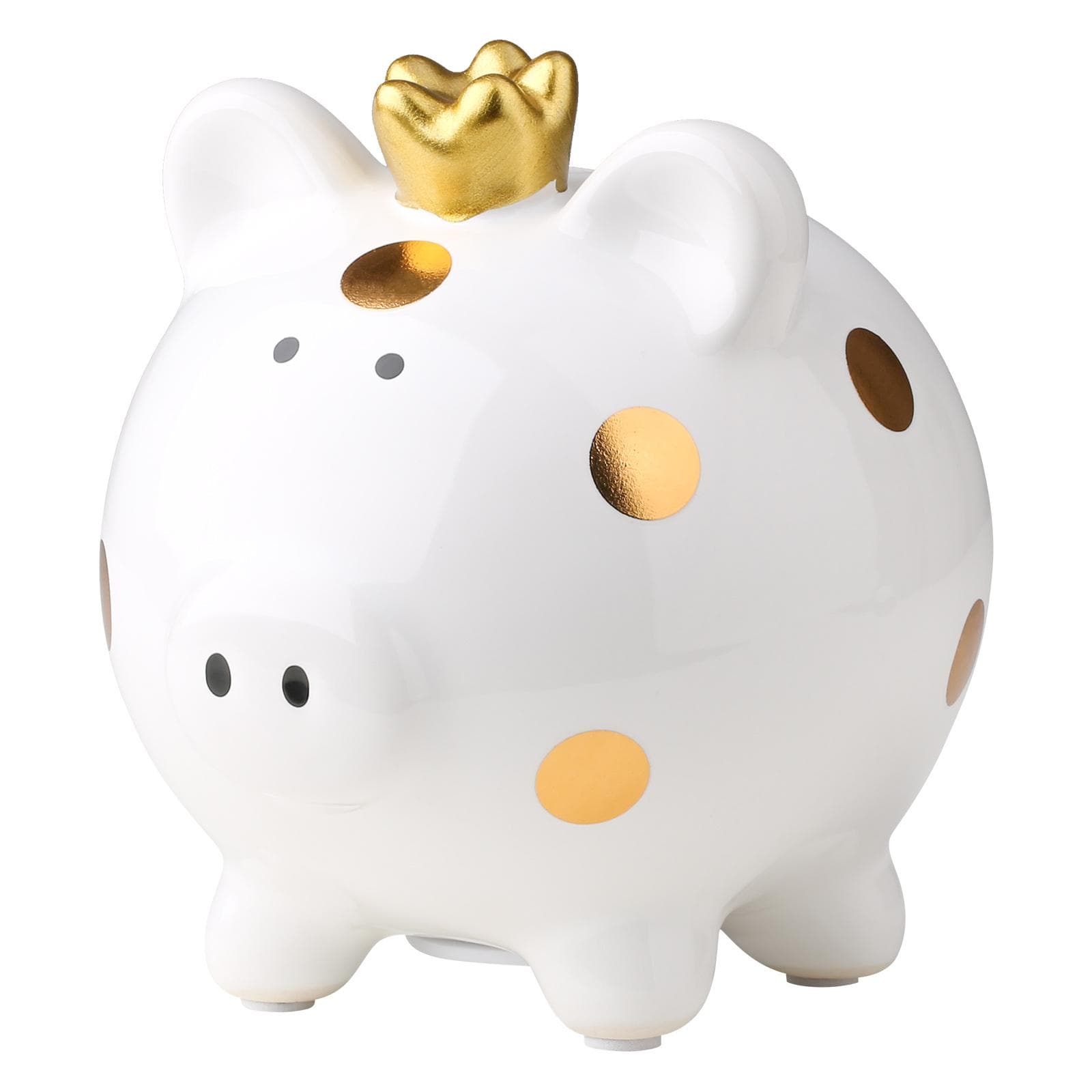 Tooarts Crown Piggy Bank Ceramic Piggy Bank Cartoon Spotted Pig Home Furnishings Crafts Family white