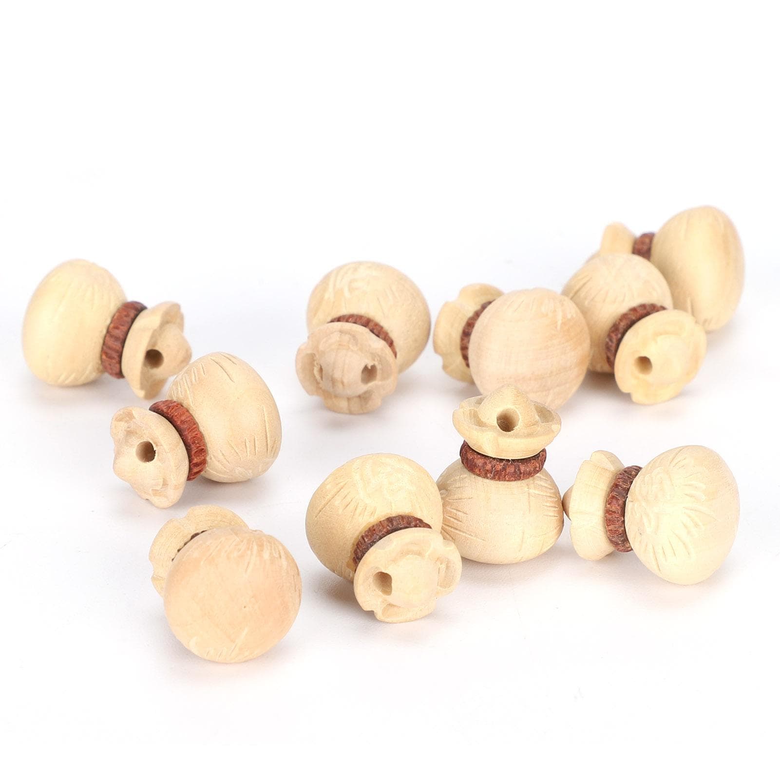 10Pcs Boxwood Carving Accessories Lucky Bag Boxwood Pendant DIY HandMade Supplies