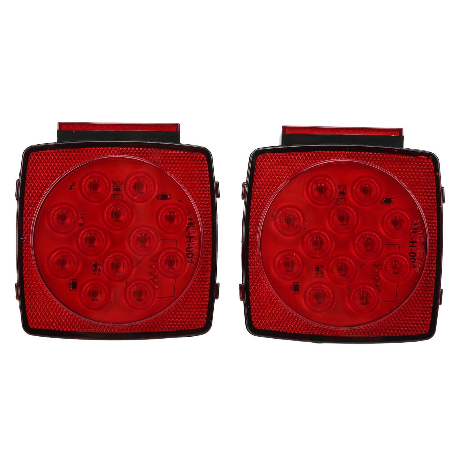 Pair LED Square Lights 12V Trailer Tail Brake Lamp High Brightness for Campers Boats Snowmobiles