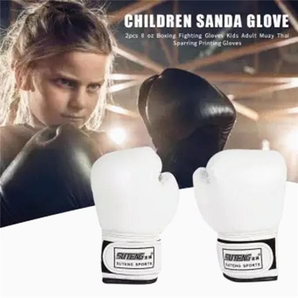 2-8 Years Kids Boxing Gloves For Fun Muay Thai Fight Sanda Martial Arts Bag Punching Training Mitts Gear 01 white
