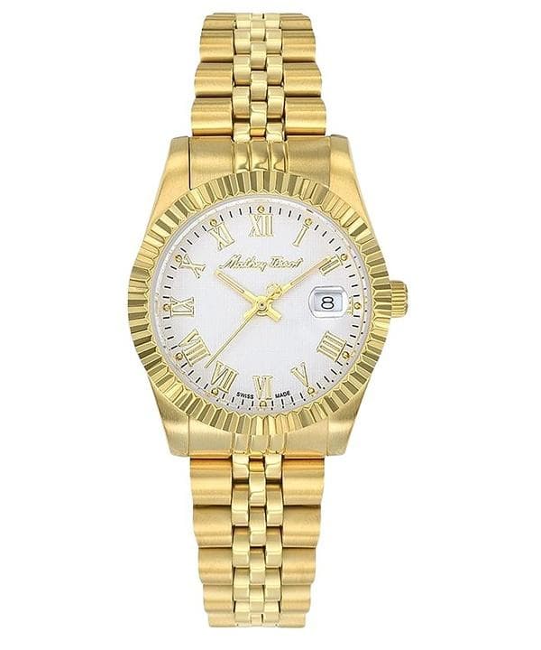 Mathey-Tissot Mathy III Roman Gold Tone Stainless Steel White Dial Quartz D810PBRI Women's Watch white