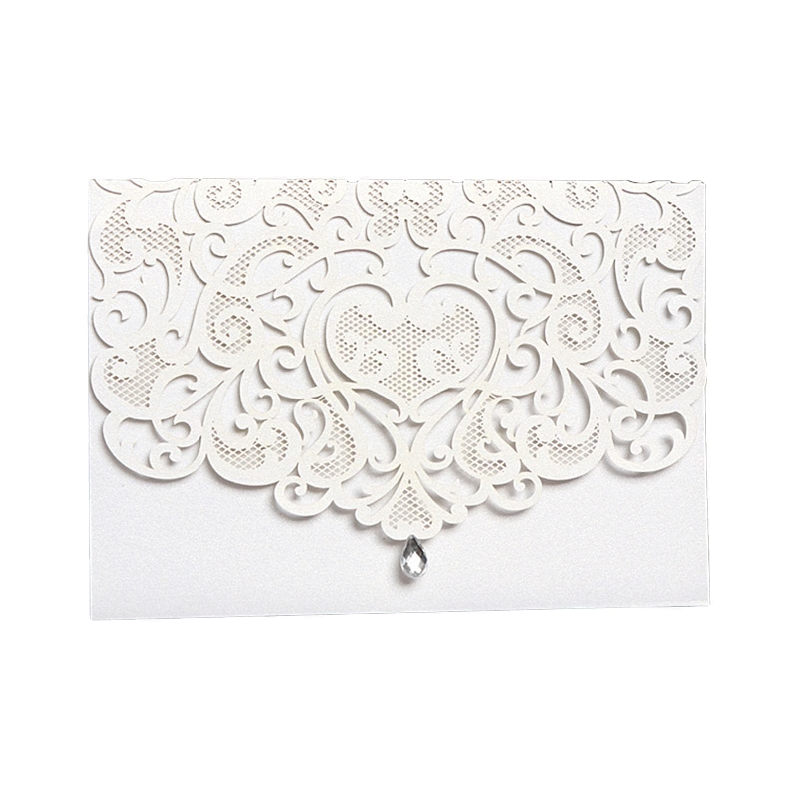 25PCS Hollow Out Wedding Invitations Cards with Envelopes Rhinestone For Wedding Bridal Shower 10PCS white
