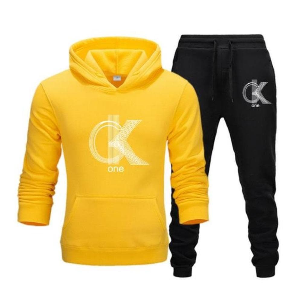 Men's Fashion Printed Hoodie+Pants Set, Casual Sportswear+Sportswear Set M