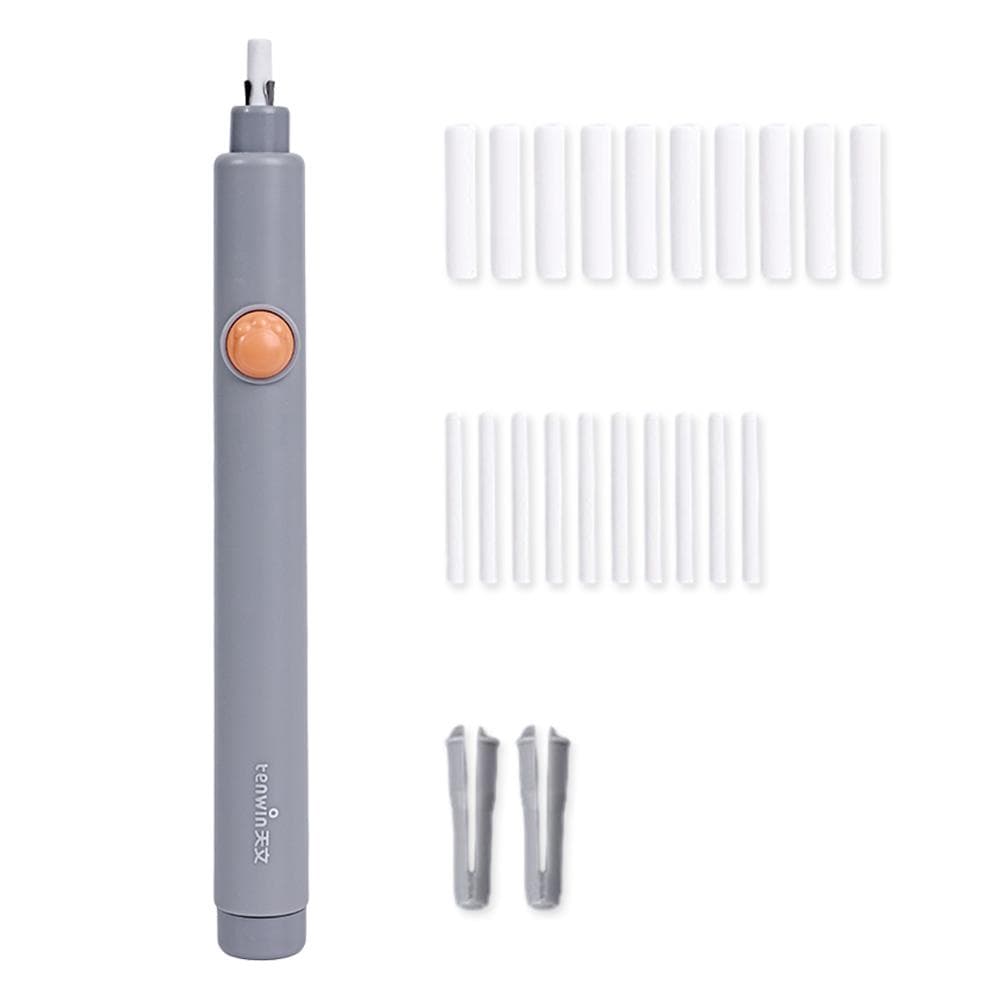 tenwin Electric Eraser Rechargeable Pencil Erasers with 20pcs Eraser Refills One-button Control grey