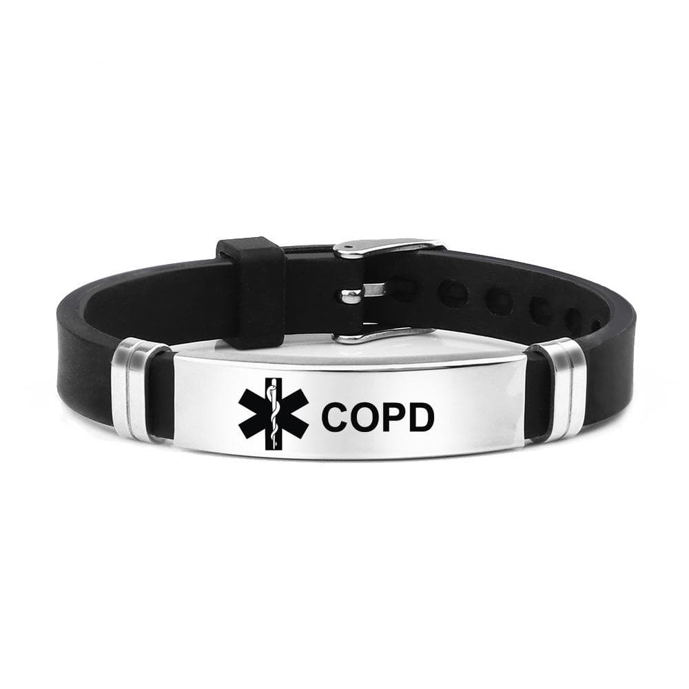1pc Adjustable Size Stainless Steel Silicone Bracelet For Men Casual Wear COPD