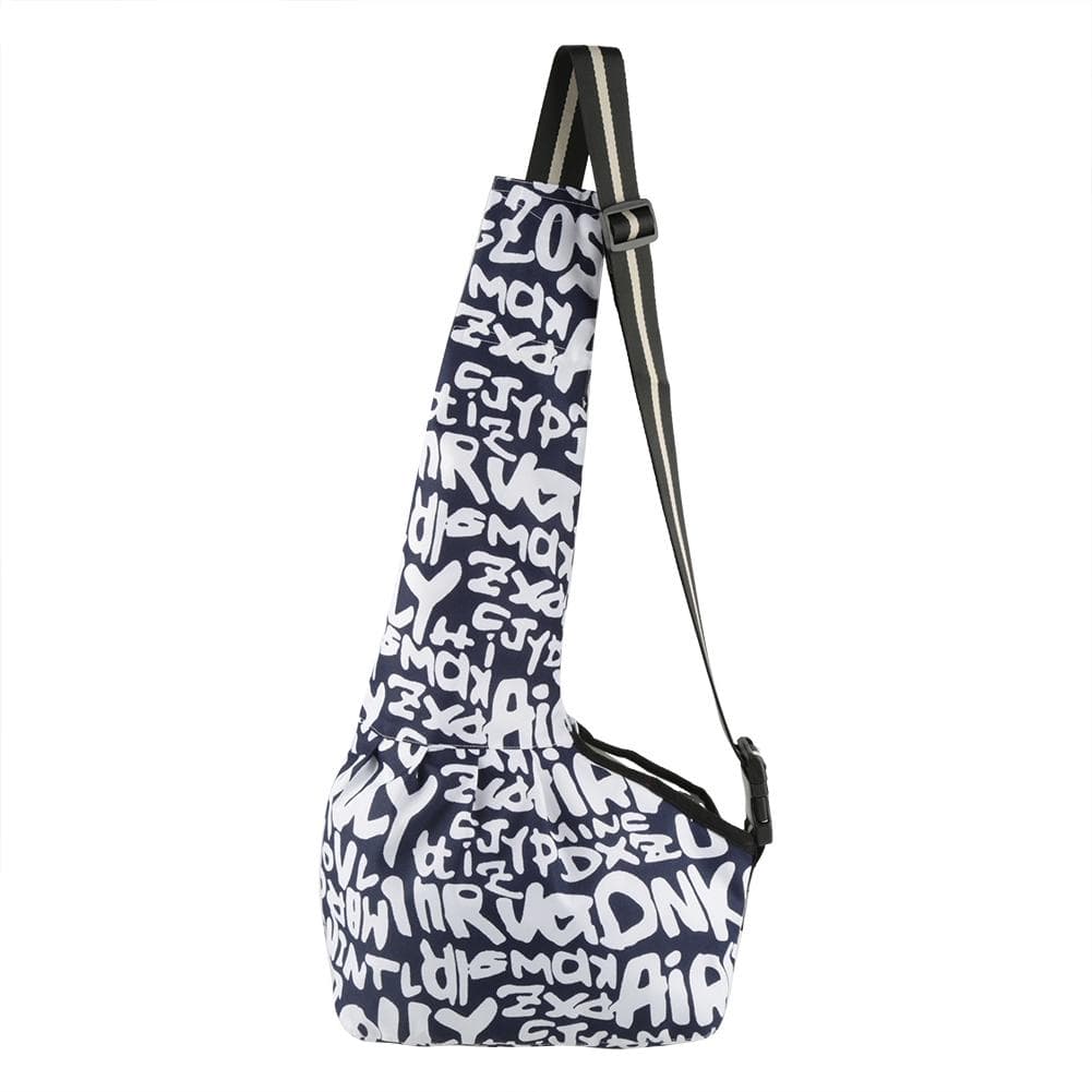 Portable Dog Cat Pet Sling Carrier Bag Hands free Pet Tote with Built in Hook Travel Blue L