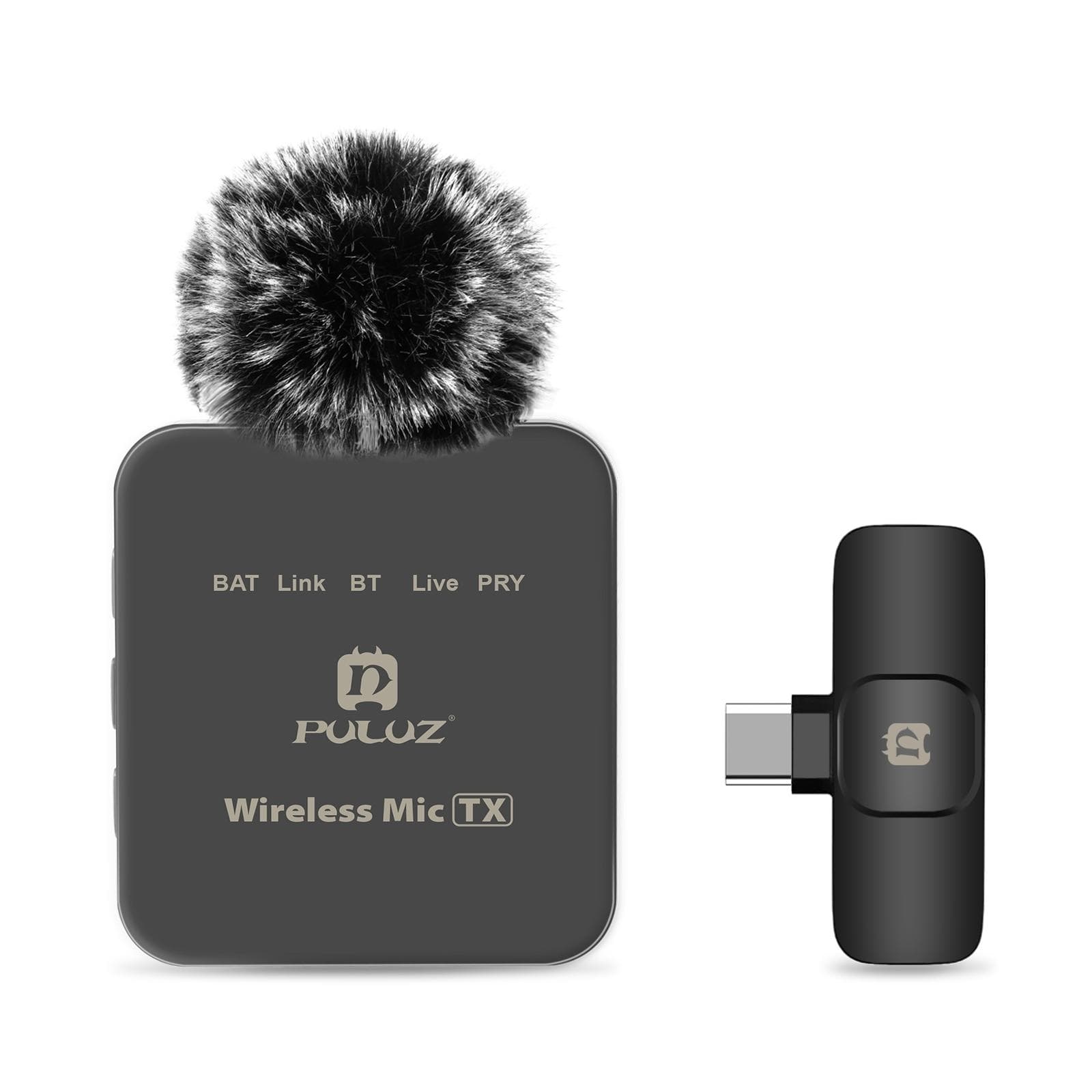 PULUZ PU646B Wireless Microphone System with 1 Receiver & 1 Transmitter 10M Transmission Range Type-C digital output black