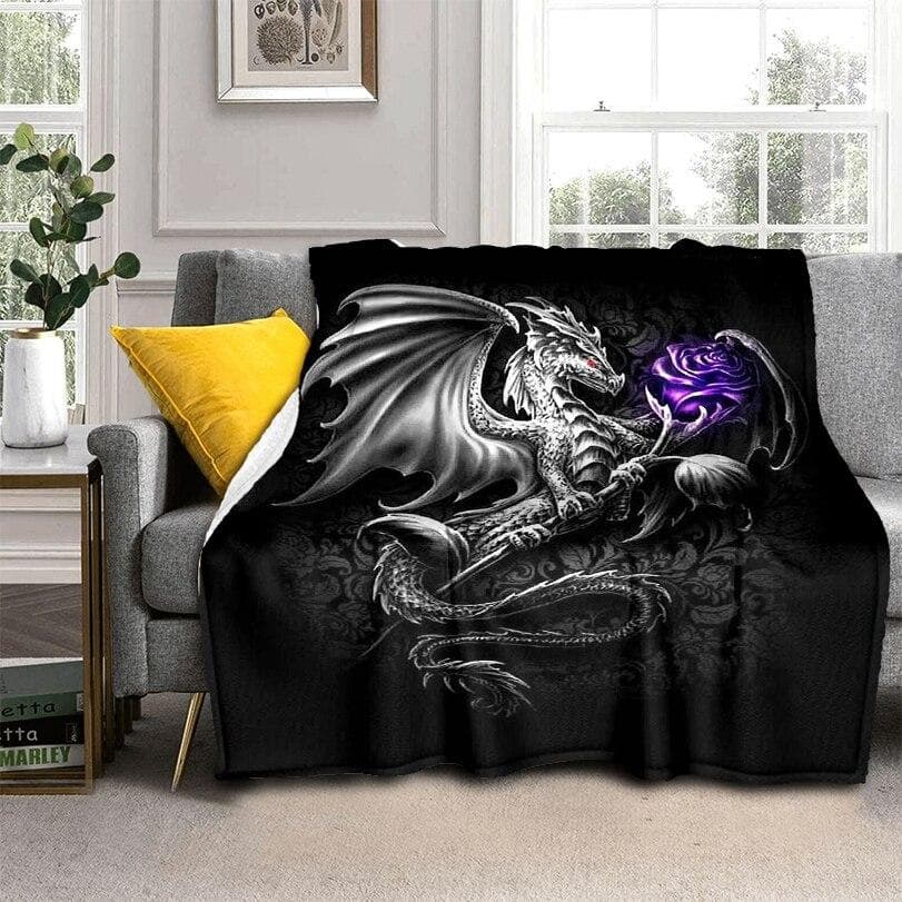 3D print Dragon Blanket Flannel Blanket Soft Fleece Throw Blankets Blanket for Bedroom Sofa 150x180cm
