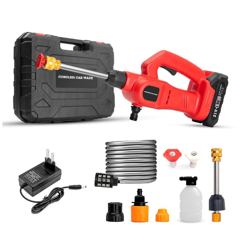 21V Lithium Auto Wash Machine Household High Pressure Car Washer Portable Vehicle Cleaning Machine 1pcs battery US Plug multicolour