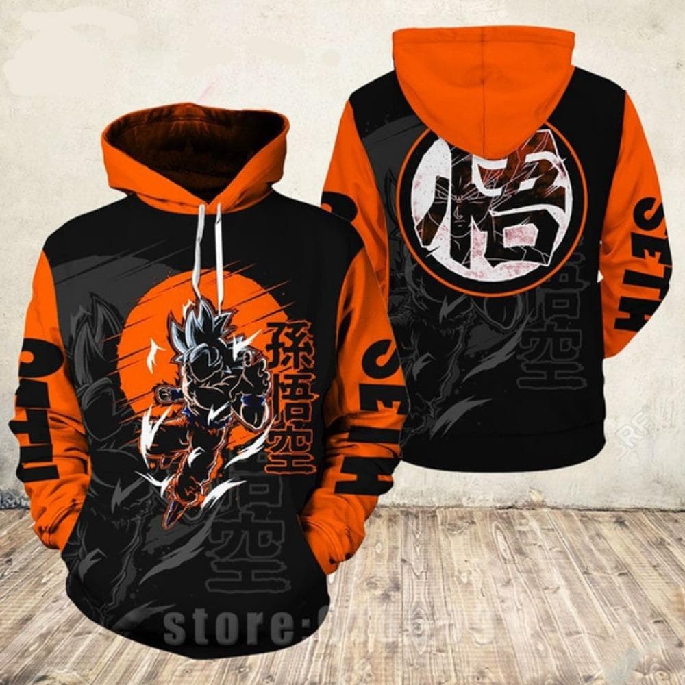 New Dragon Ball Z Goku Hoodies DBZ 3D Printed Hooded Sweatshirt Men's Printed Loose Pullover Hoodie L