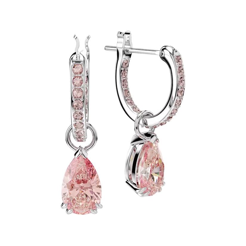 Swarovski Stilla Logo Crystal Rhodium Plated Earrings Women earrings Pink 5723566 F,Pink