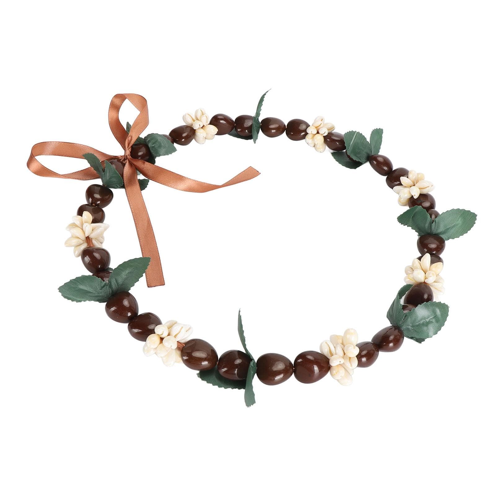 Hawaiian Kukui Nut Lei Necklace Elegant Fashionable Hand Crafted Graduation Shell Kukui Nut Lei