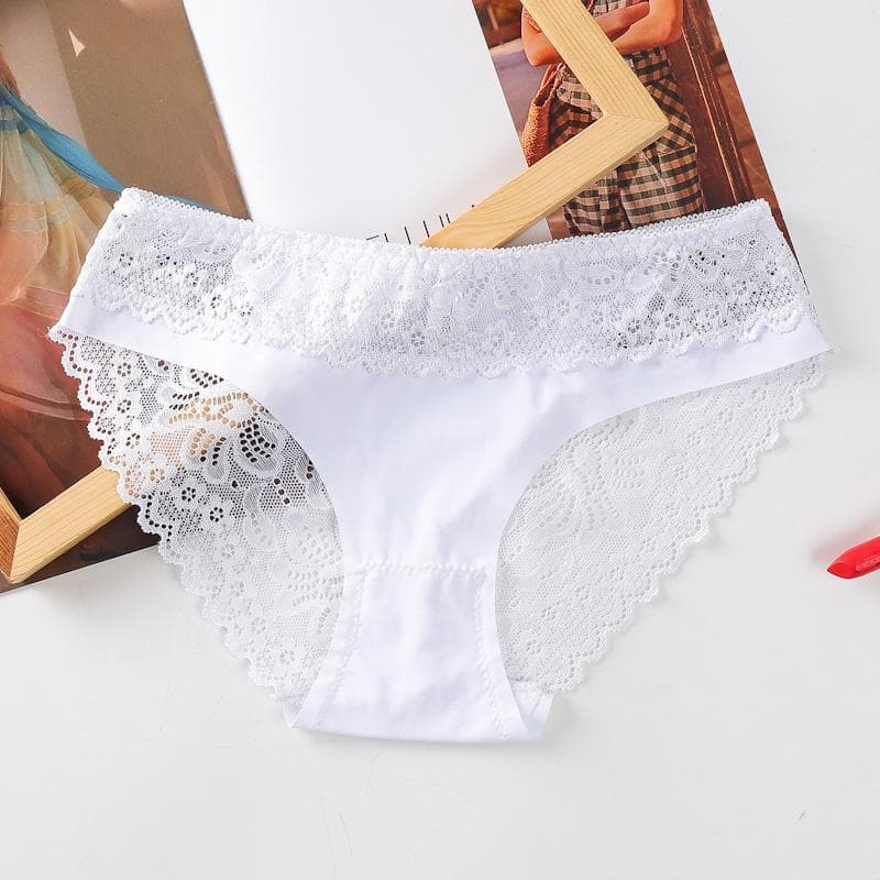 Lace Underwear Panties for Women's Panties Intimate Lingerie Cotton Briefs Transparent Panties for Women M white