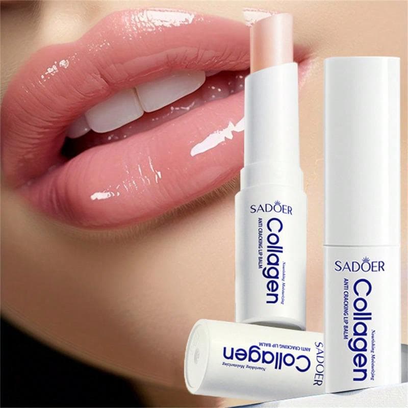 1Pc Hydrating Collagen Lip Balm Antichapped moisturizing formula with hyaluronic acid gentle enough for all skin types 3pcs white