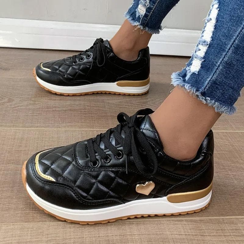 Women Sneakers Platform Shoes PU Leather Patchwork Casual Sport Shoes Ladies Outdoor Running Walking Shoe 42