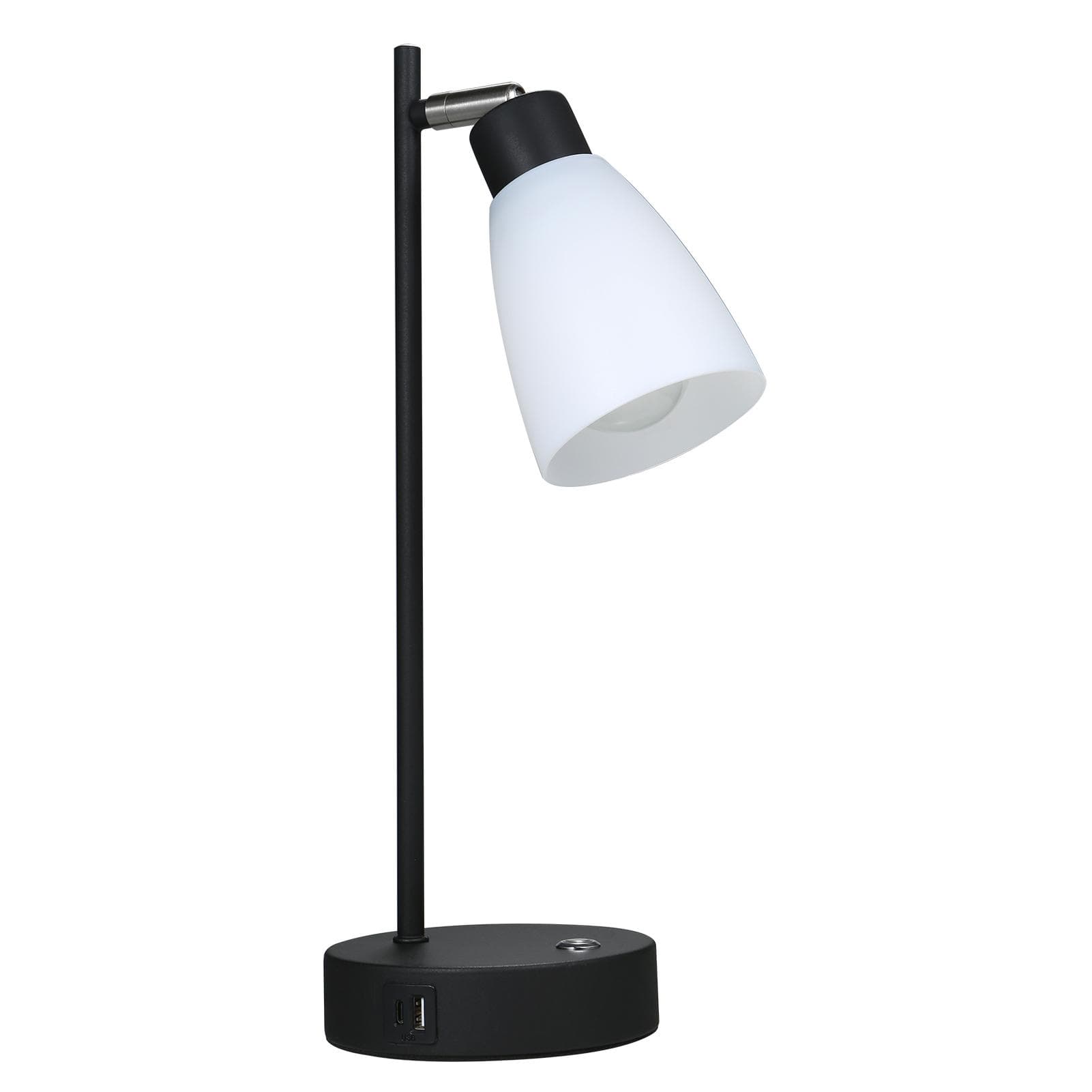 Shineslay Industrial Table Light Beside Lamp 1 Type C & 1 USB Charging Port Stepless Dimmable US Plug 1pcs