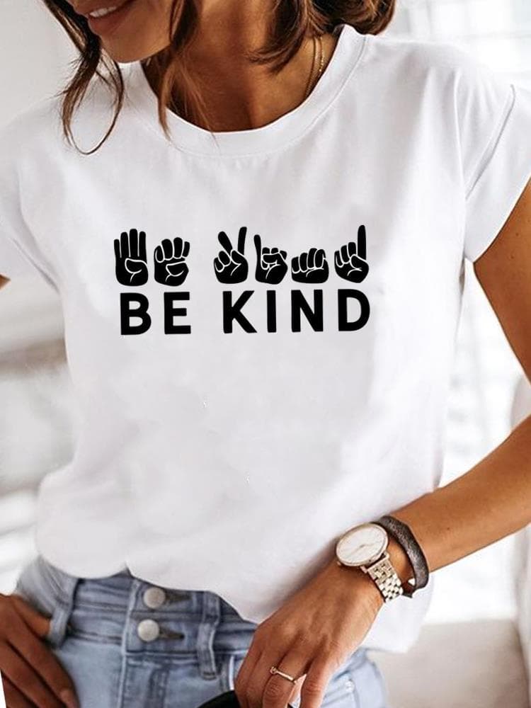 (Asian Size) Women Watercolor Trend Sweet Lovely Short Sleeve Fashion Print Lady Tee Top Clothing Casual Tshirt Female Graphic T-shirts L