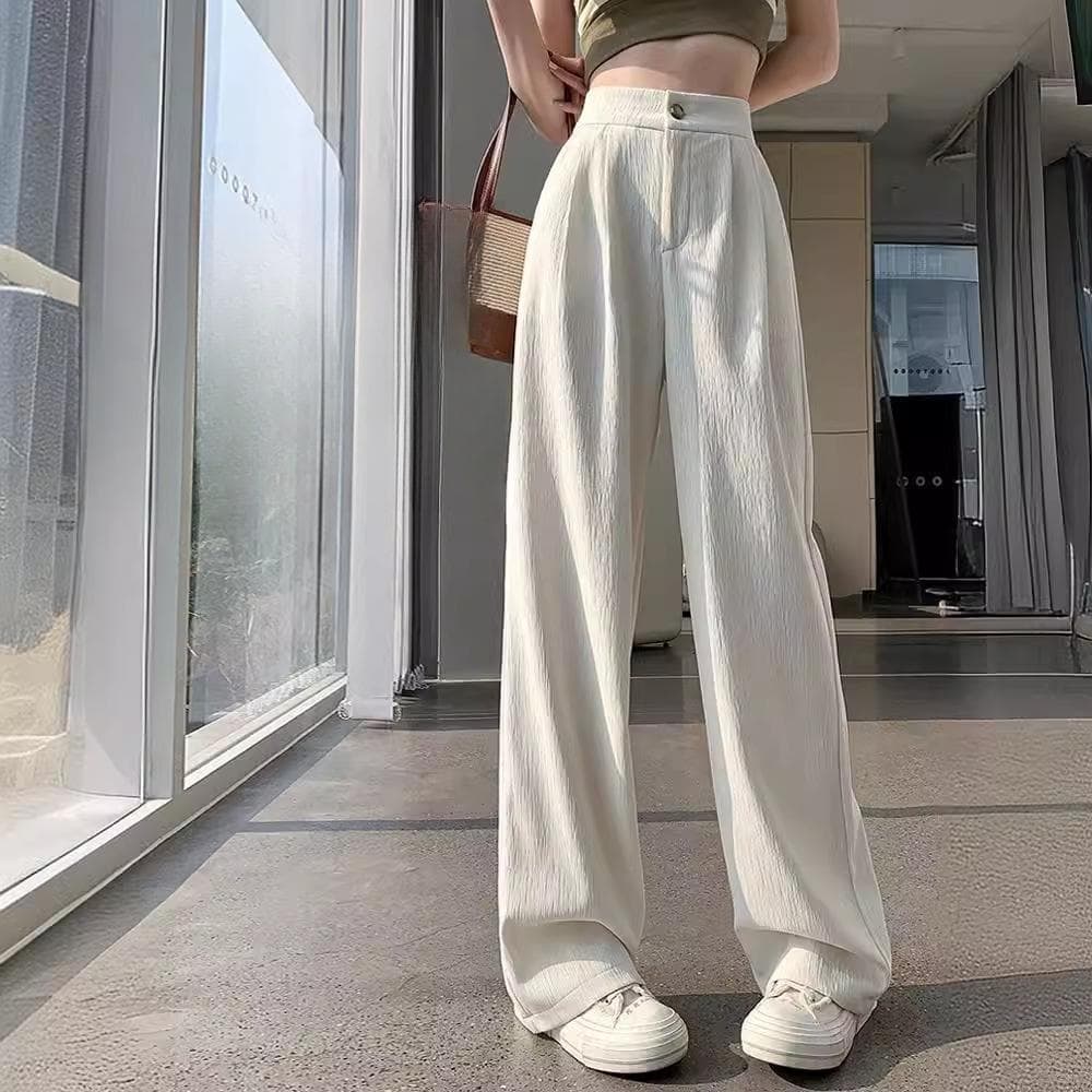 Suit Pants Women's Spring and Autumn New Narrow Version Thin Straight Pants High Waist Formal Pants 2XL white