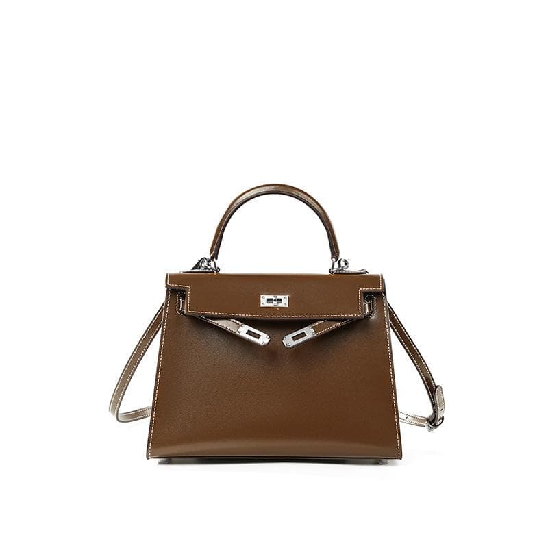 High End Version Bag Second-generation BOX Patterned Cowhide Mini Handbag New High-end Leather Women's Crossbody Bag 22x8x15cm khaki/silver
