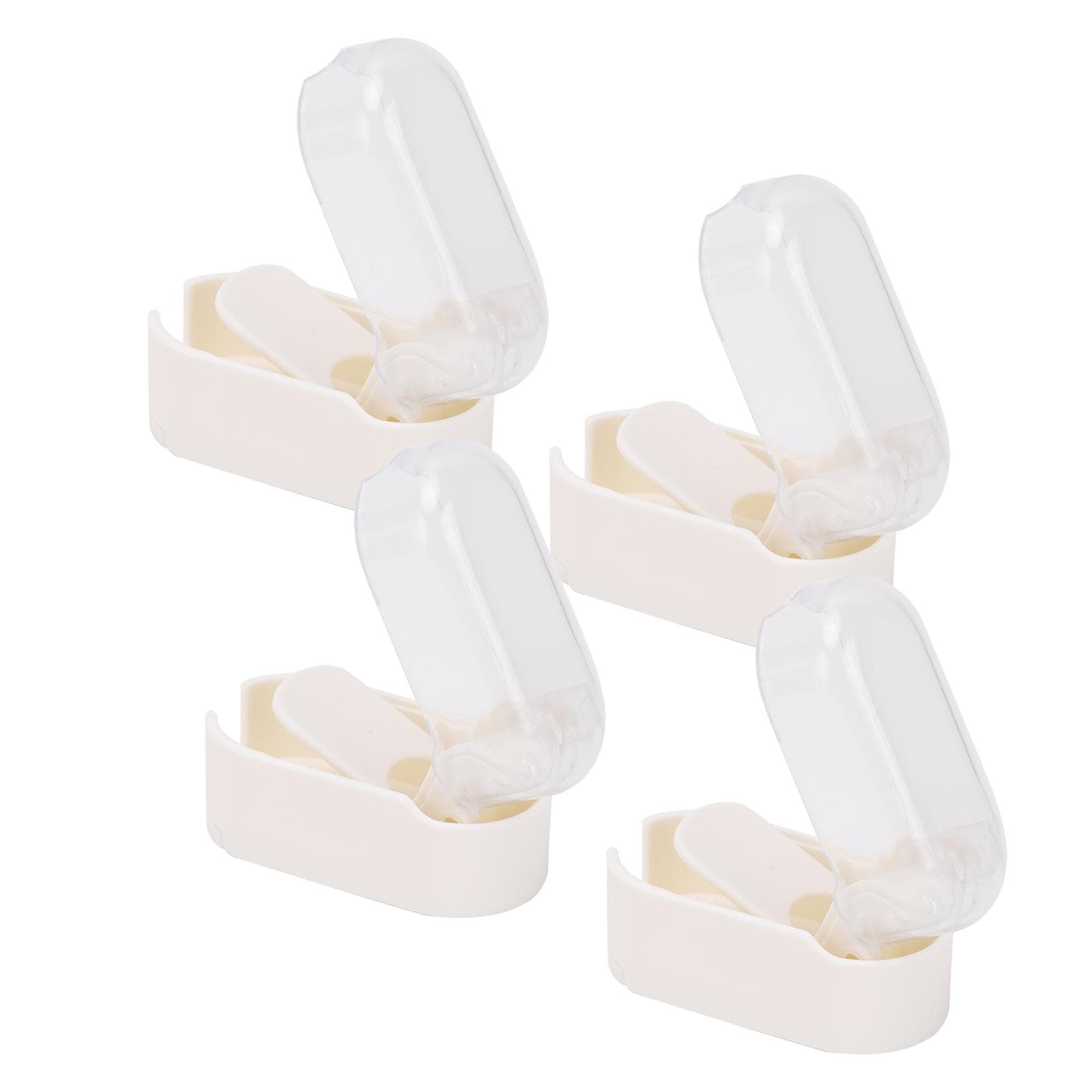 4pcs Wall Mounted Tooth Brush Case Clear Non Punched Self Adhesive Hanging Tooth Brush Cover Cap