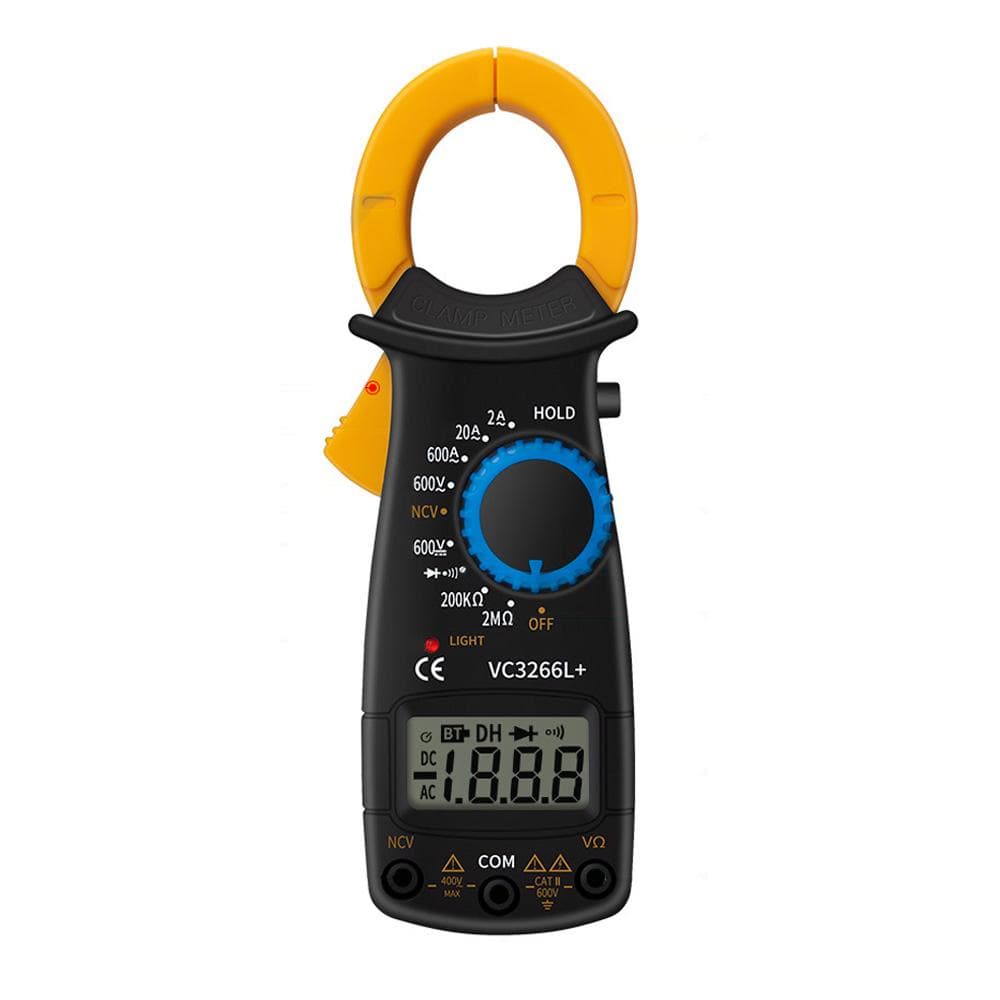 Digital Clamp Meter Multimeter Measures Resistance Alternating and Direct Current Voltage Earth yellow