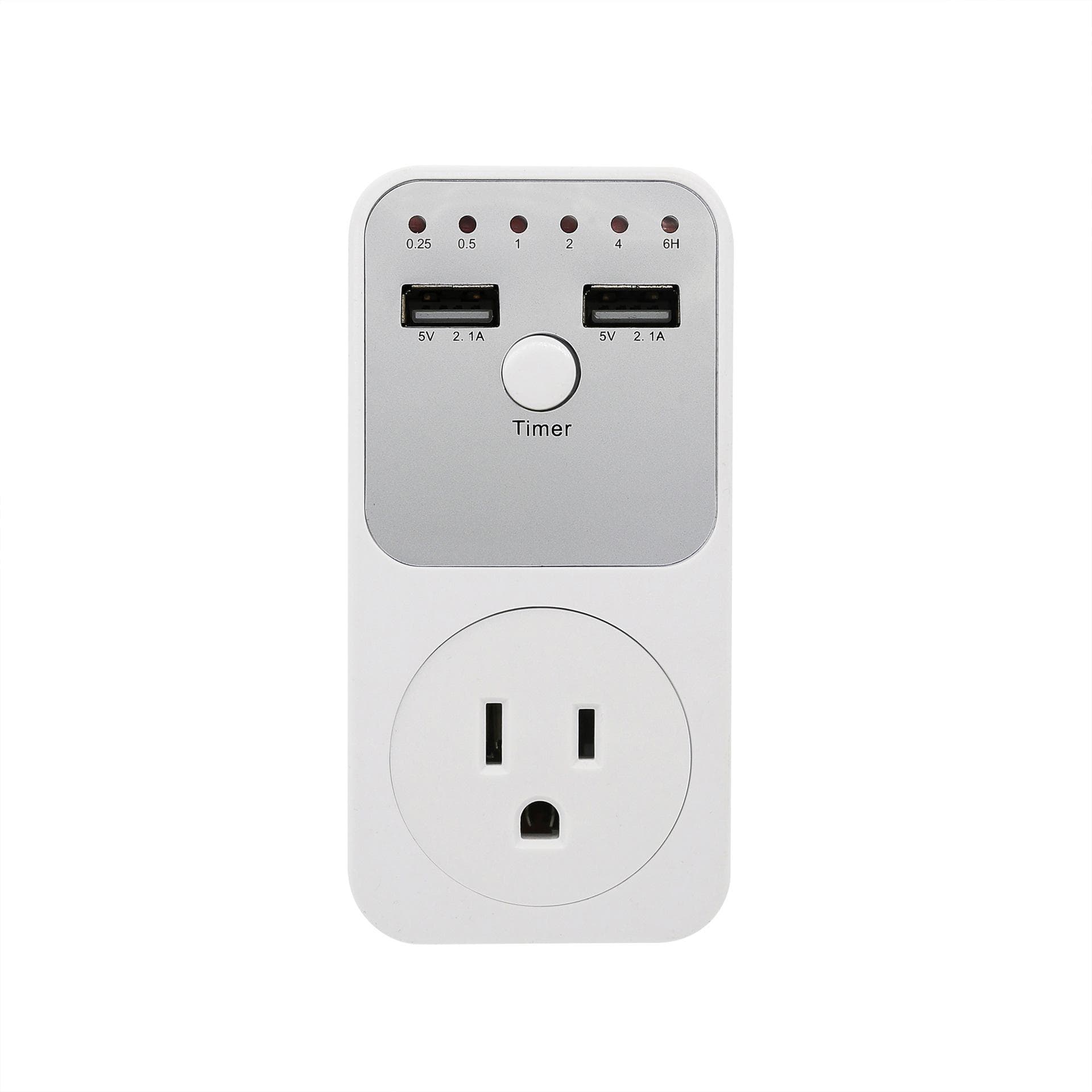 Multifunctional Voltage Protector Intelligent Countdown Timer Socket with 2 USB Ports Time US Plug white