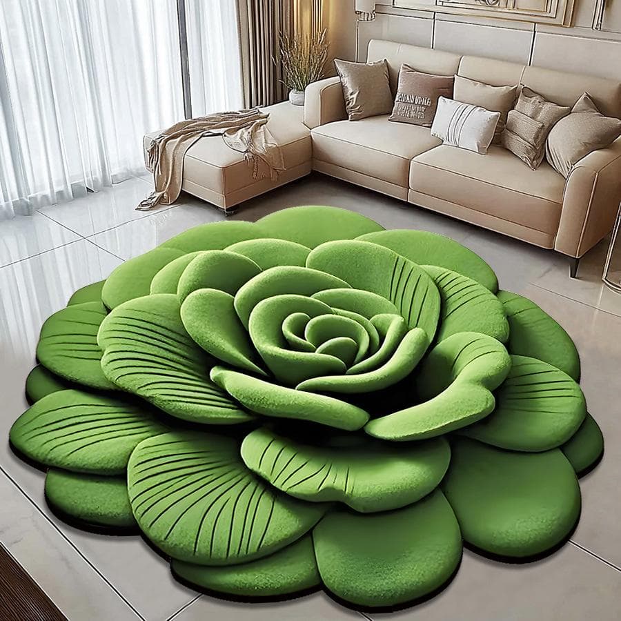 3D Visual Effect Peony Flower Floor Mat Home Living Room Carpet Dirt Resistant Easy To Maintain Absorbent Anti Slip Mat 60 * 60cm