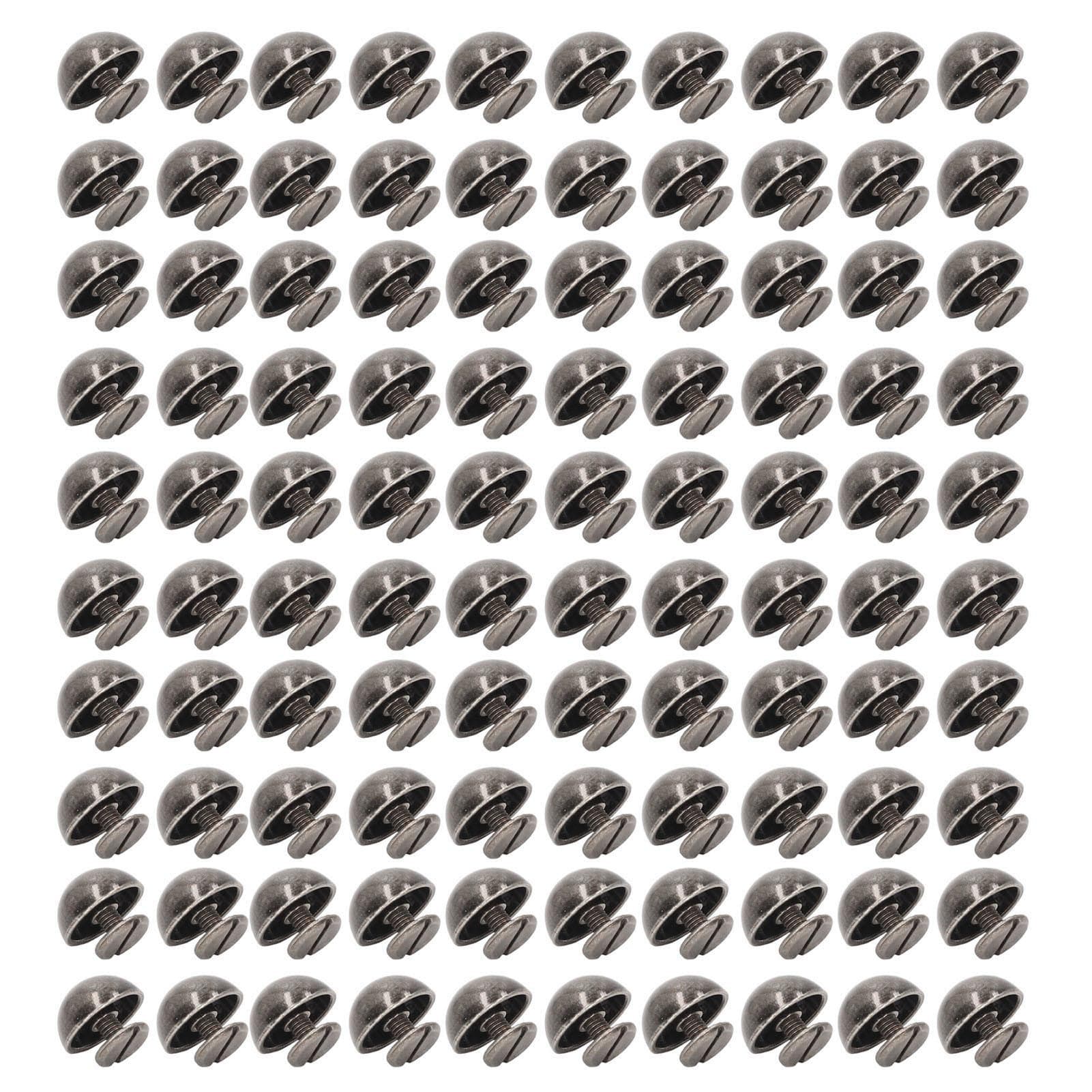 100 Sets Mushroom Rivets Round Head 10mm Electroplating Semicircle Alloy Round Head Rivets for Punk black
