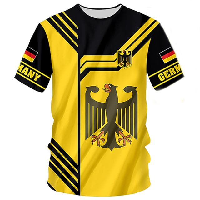 German Men's T-shirt Street Casual Top German Flag Print Oversize Shirts Street Hip Hop Harajuku Vintage Clothes O-neck Pullover XXL