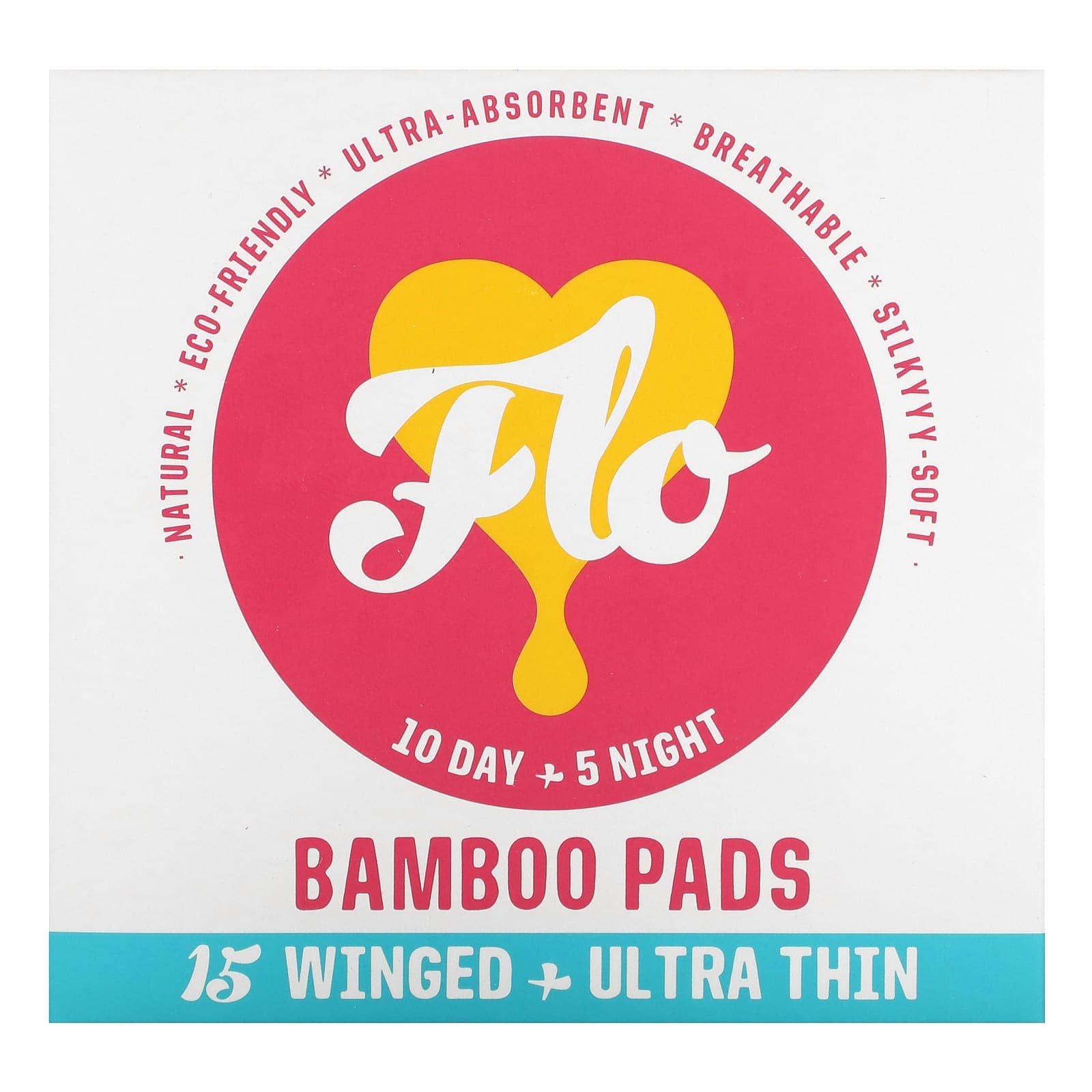 Here We Flo, bamboo pad, ultra thin, wing type, 15 pads