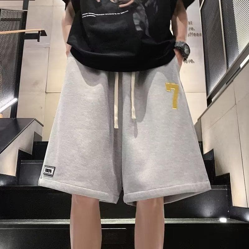 Casual Versatile Shorts Men's Pants Summer Loose Wide-leg Five-point Pants Men's 5XL light grey