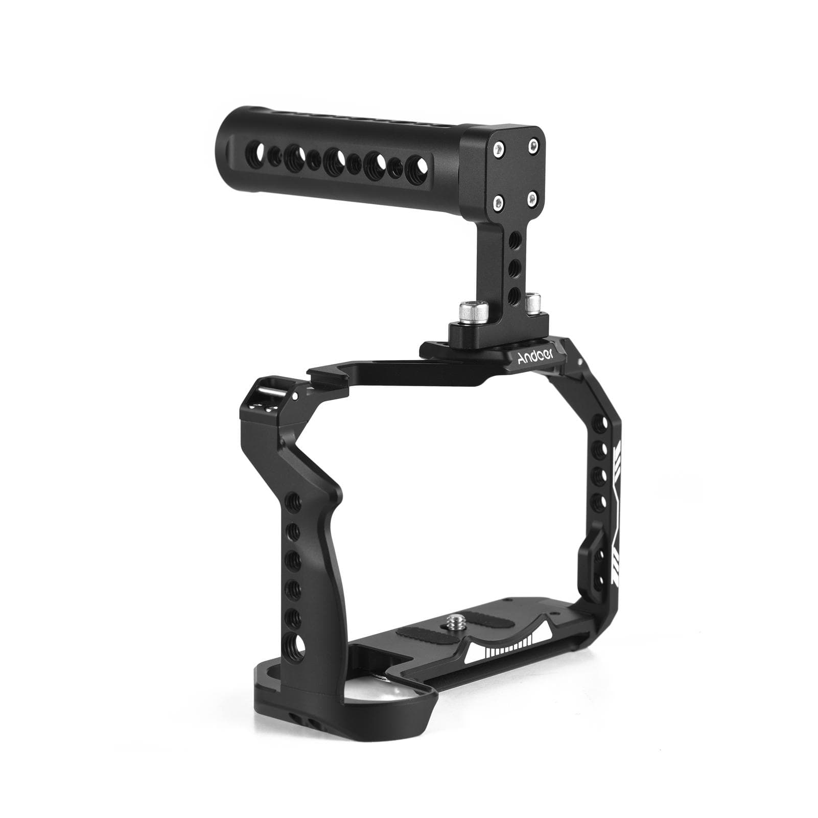 Andoer Camera Cage + Top Handle Kit Aluminum Alloy Video Cage with Cold Shoe Mount Numerous 1/4 black