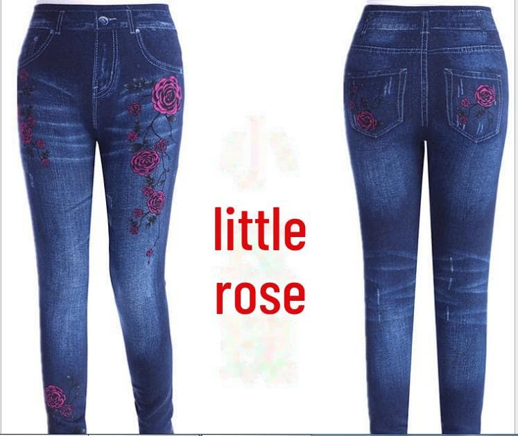 Autumn/Winter Thick Terry Imitation Denim Leggings One Size