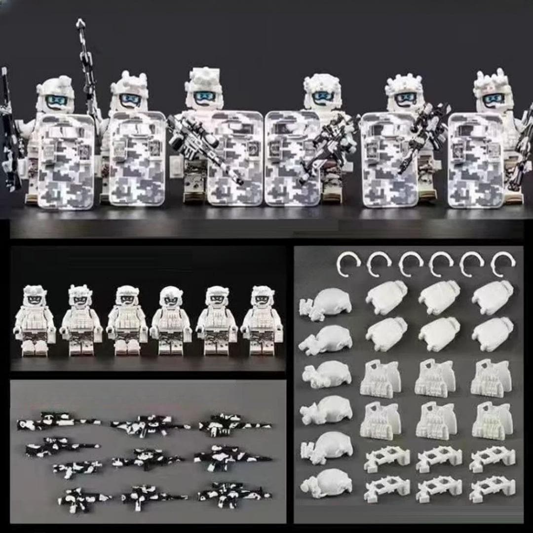 Military Special Forces Minifigures Building Blocks SWAT Ghost Commando Police Soldiers Army Action Figure Weapons Bricks Kids Toy Birthday Gifts No Box